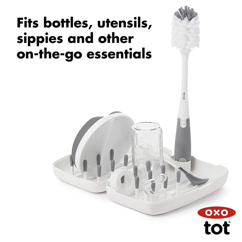 OXO Tot Travel Size Drying Rack with Bottle Brush-12
