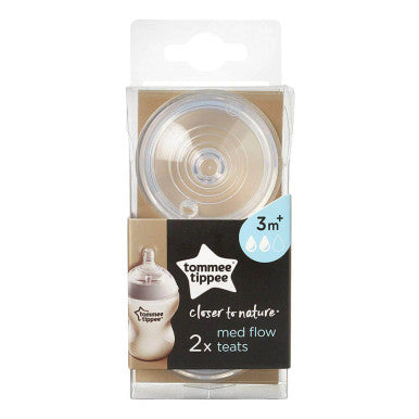 Tommee Tippee Closer To Nature Teats Medium Flow (3m+) 2pk-1