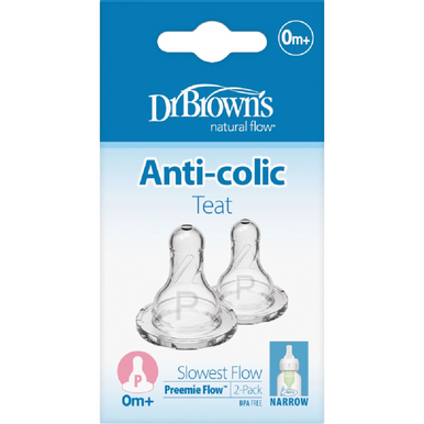 Dr Browns Preemie Flow Narrow Nipple 2Pk-3