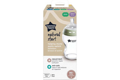 Tommee Tippee Natural Start Glass Bottle with Slow Flow Teat (250ml)-2