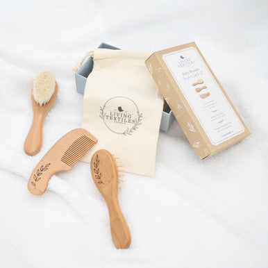 Living Textiles Baby Wooden Brush & Comb 3pc Set-2