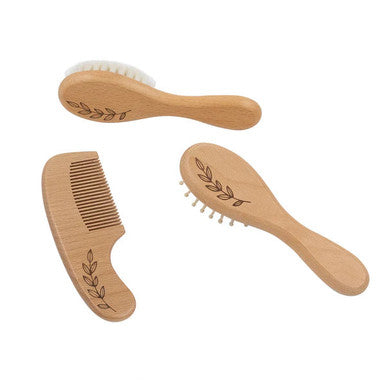Living Textiles Baby Wooden Brush & Comb 3pc Set-3