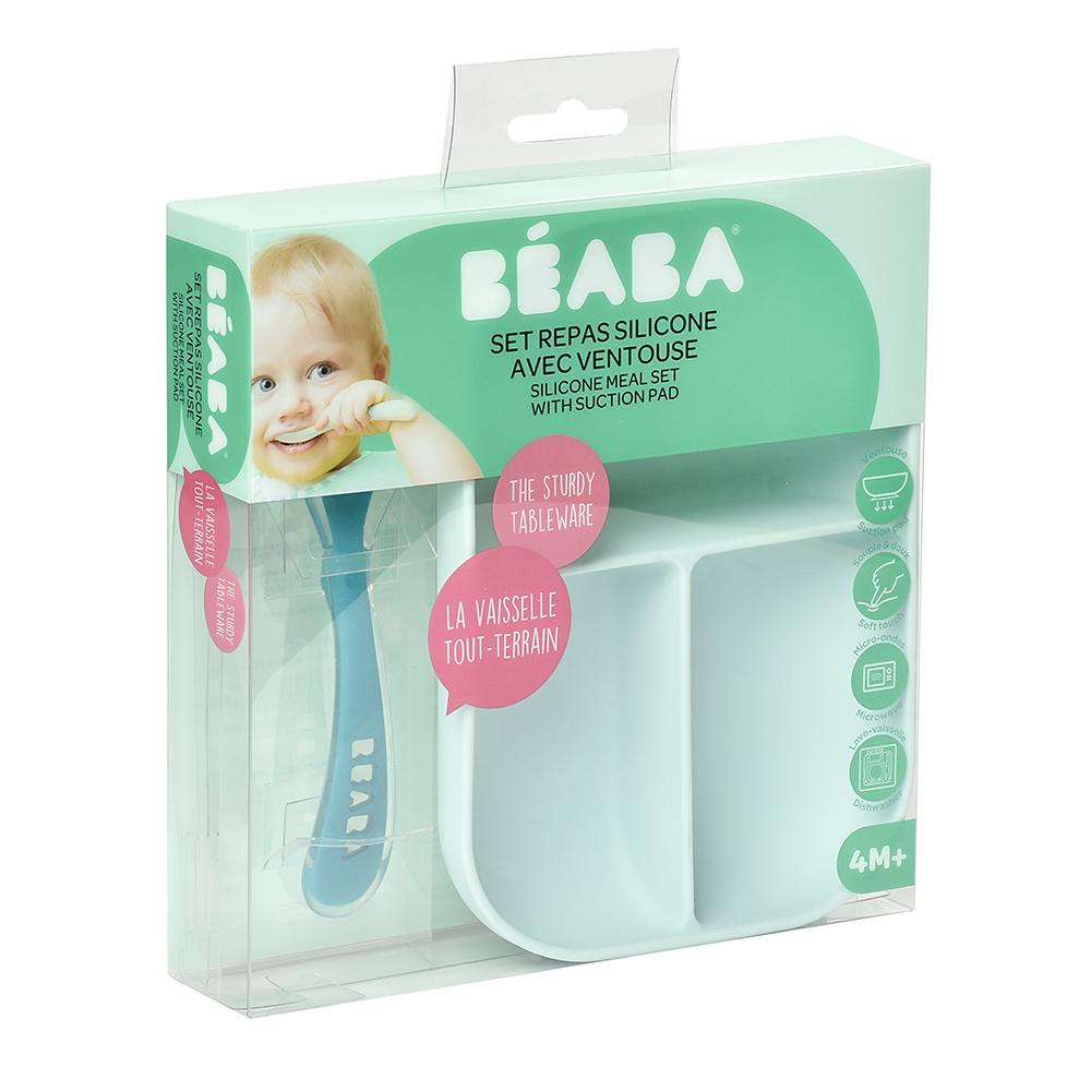 Beaba Silicone Suction Divided Plate & Spoon-4