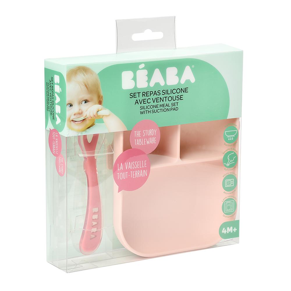 Beaba Silicone Suction Divided Plate & Spoon-6