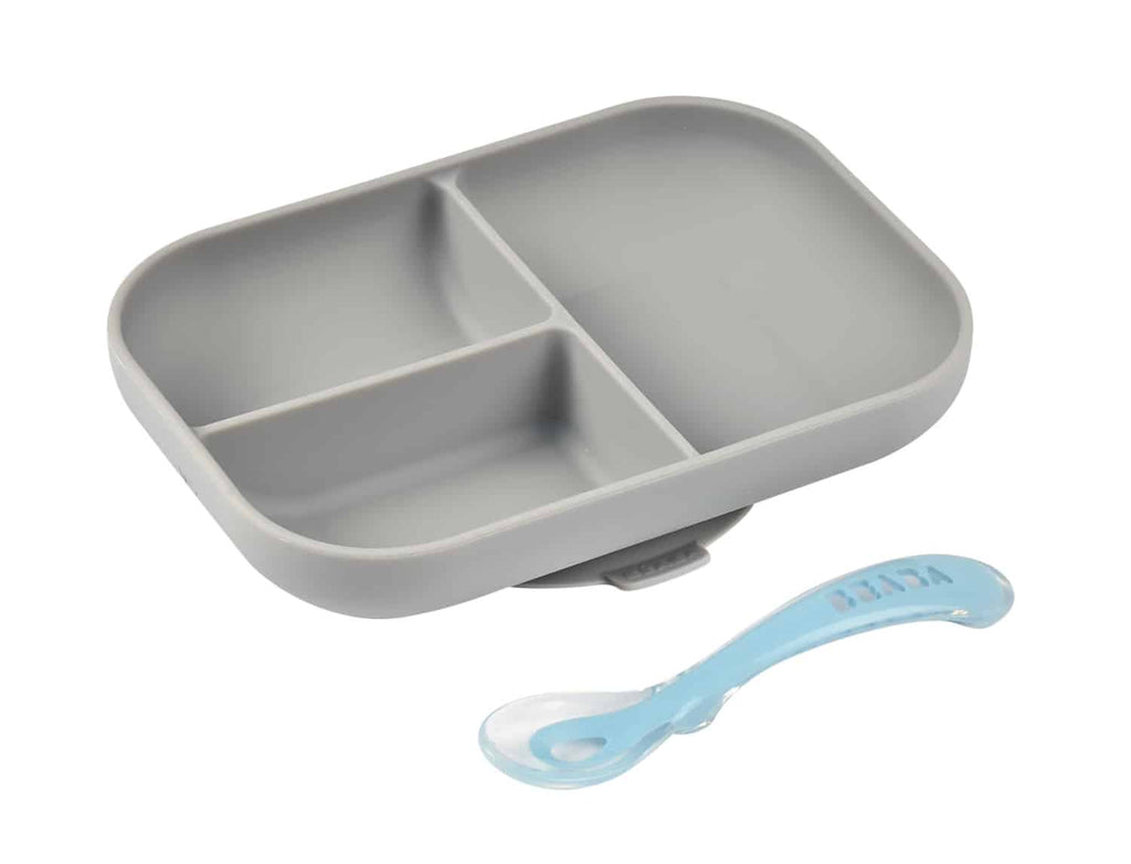 Beaba Silicone Suction Divided Plate & Spoon-7