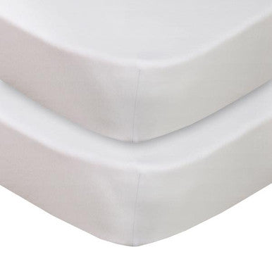 Living Textiles Jersey Cot 2pk Fitted Sheet - White-1