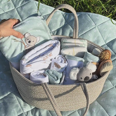 Living Textiles 100% Cotton Rope Nappy Caddy - Natural-1