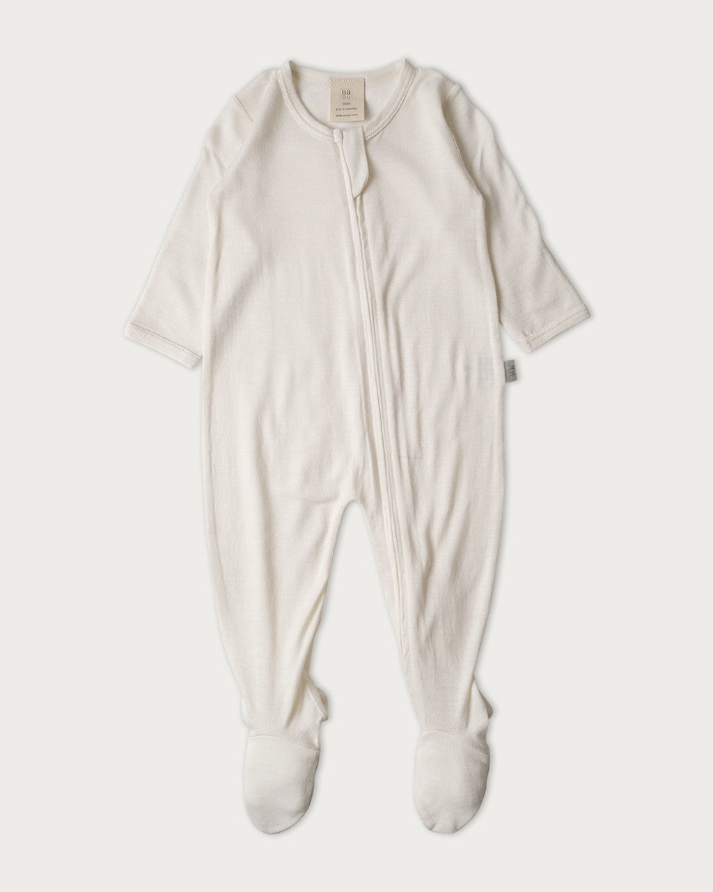 Babu Merino All In One Footed Onesie - Cream-3