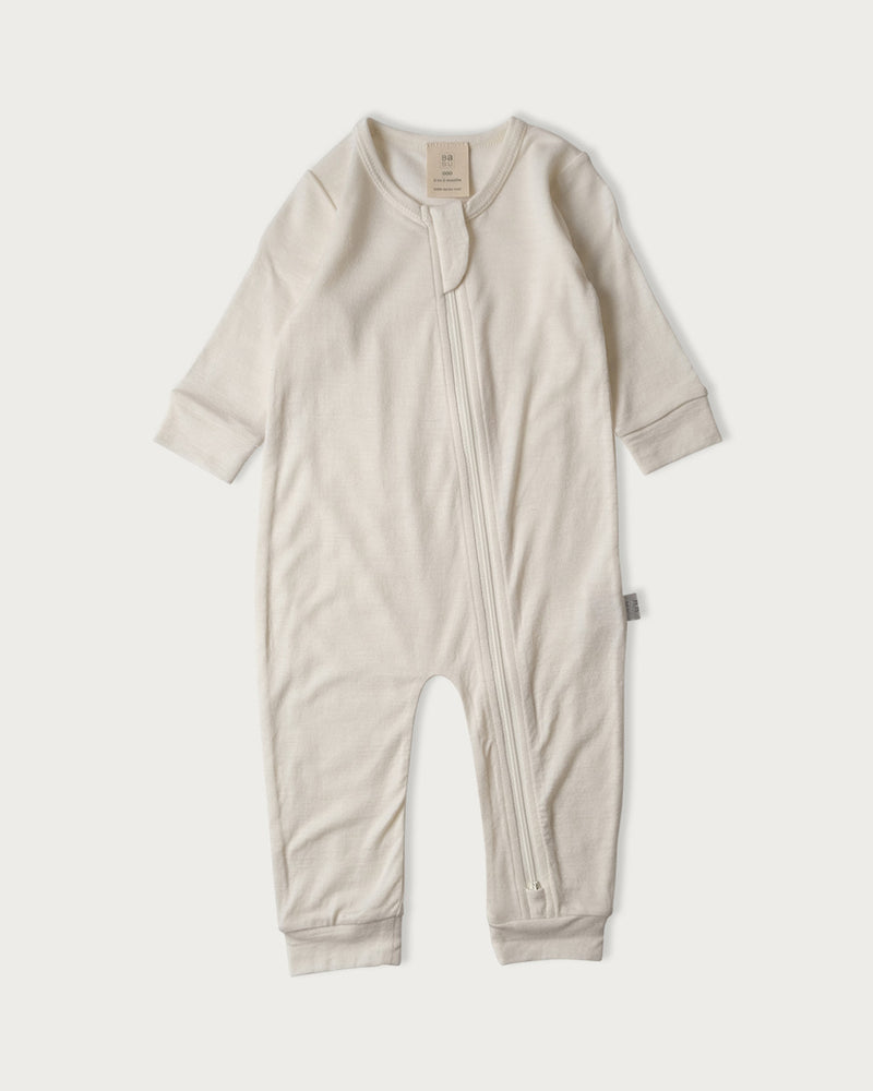 Babu Merino All In One Footless Onesie - Cream-3