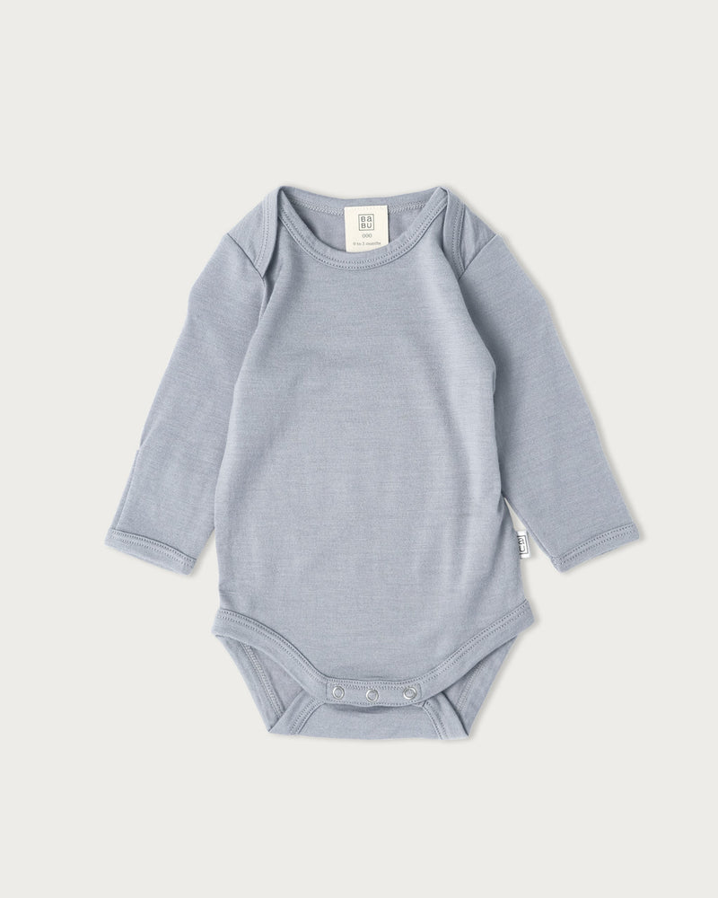 Babu Merino Long Sleeve Bodysuit - Periwinkle/Lavender-4