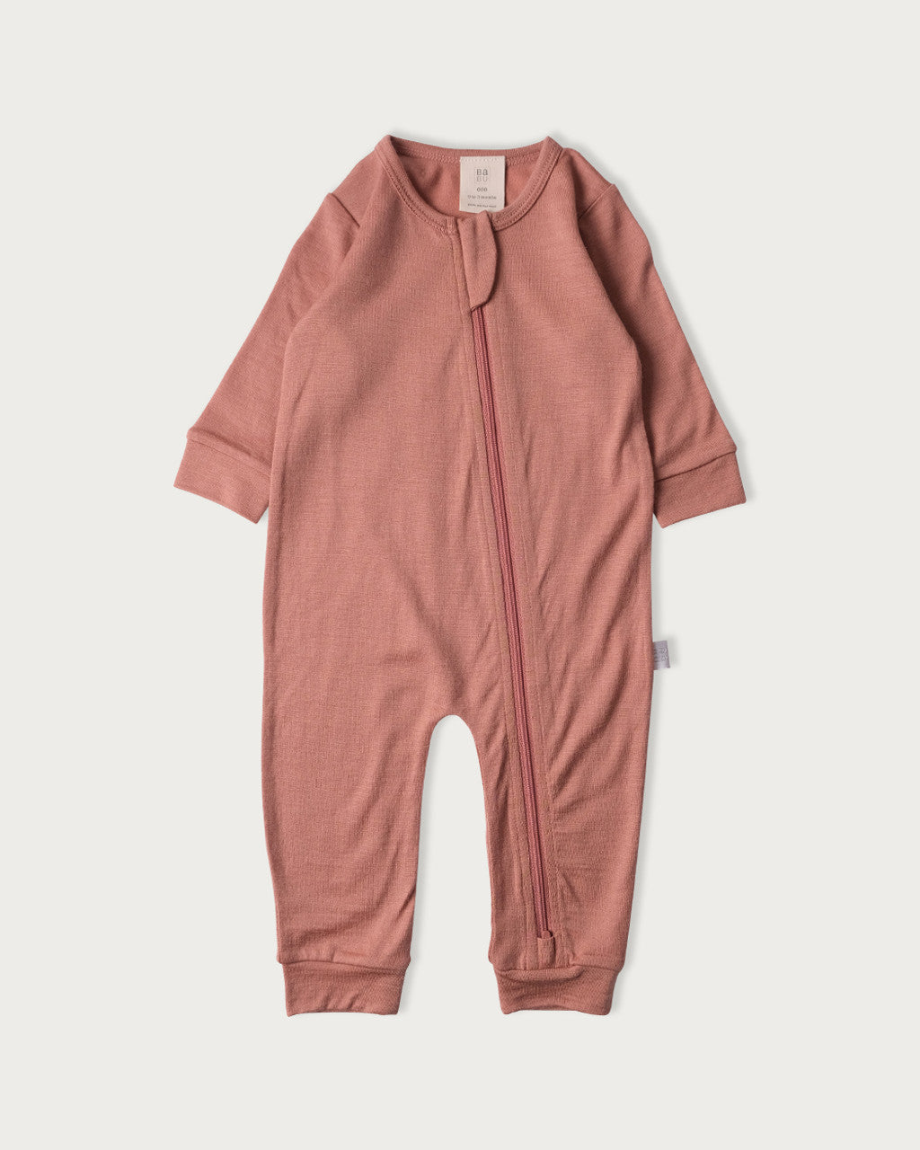Babu Merino All In One Footless Onesie - Rose-3