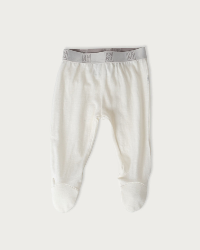 Babu Merino Footed Leggings - Cream-3