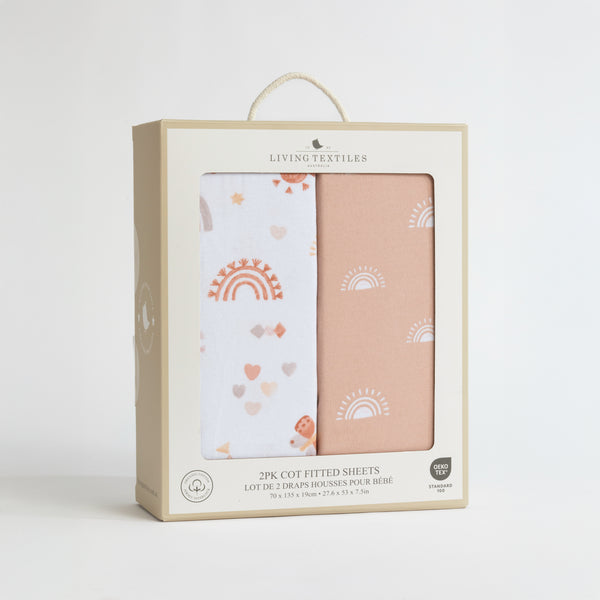 Living Textiles Organic Jersey Cot Fitted Sheets 2pk-6