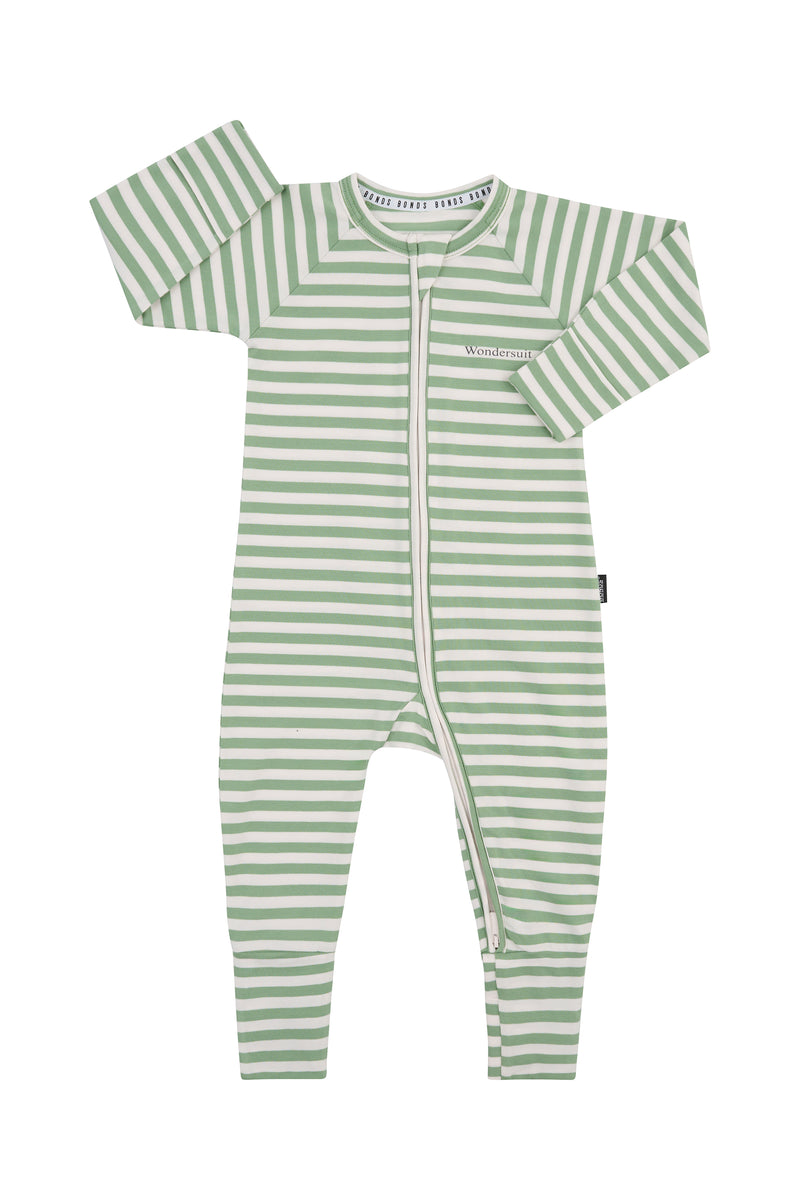 Bonds Zip Wondersuit -  Green Stripe-8