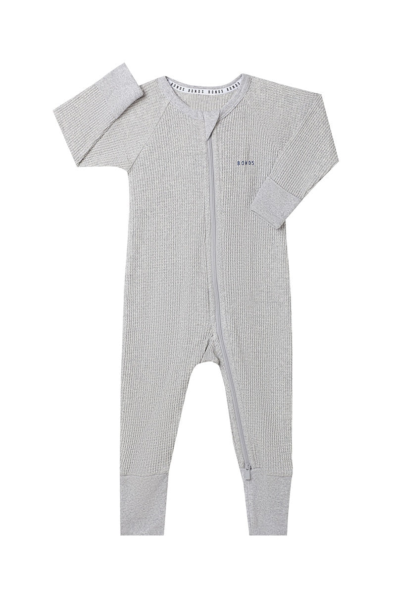 Bonds Waffle Zip Wondersuit - New Grey Marle-3