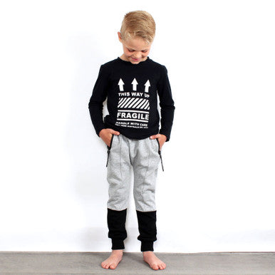 TINY TRIBE Grey Colour Block Sweatpant-1