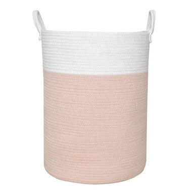 Living Textiles 100% Cotton Rope Hamper - Blush/White-1