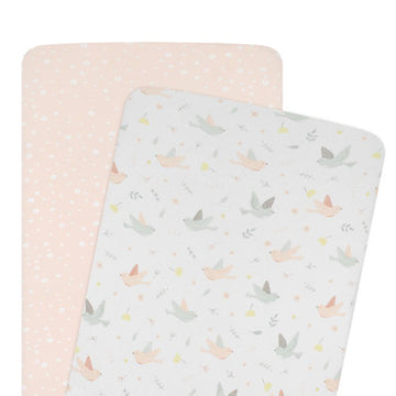 Living Textiles Jersey Bassinet Fitted Sheets - Blush Floral (2pk)