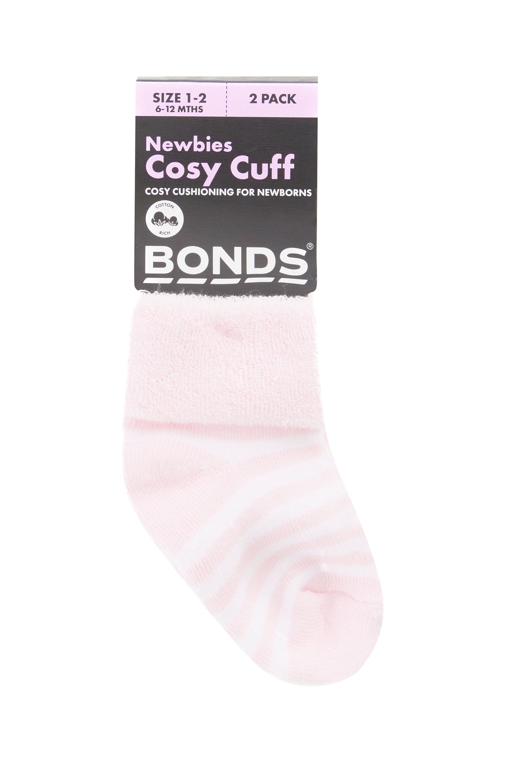 Bonds WonderSock Cozy Cuffs - Pink 2pk-3