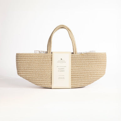 Living Textiles 100% Cotton Rope Nappy Caddy - Natural-2