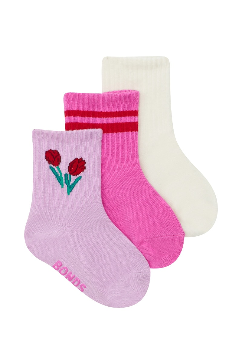 Bonds Pattern Rib Crew Sock 3 Pack-4