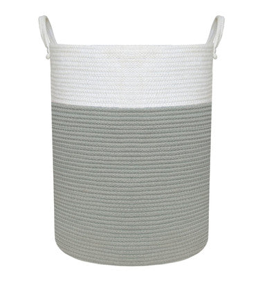 Living Textiles 100% Cotton Rope Hamper - Sage/White-1