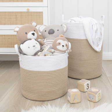 Living Textiles 100% Cotton Rope Hamper Medium - Natural/White-2