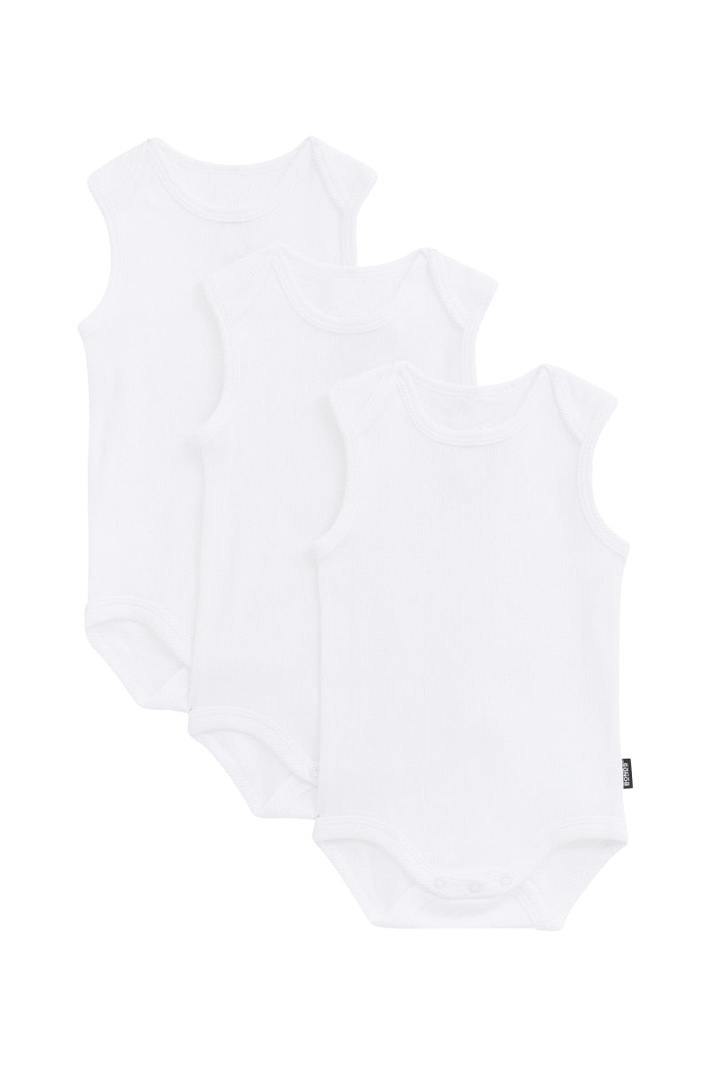 Bonds Essentials Rib Singletsuit 3 Pack - White-1
