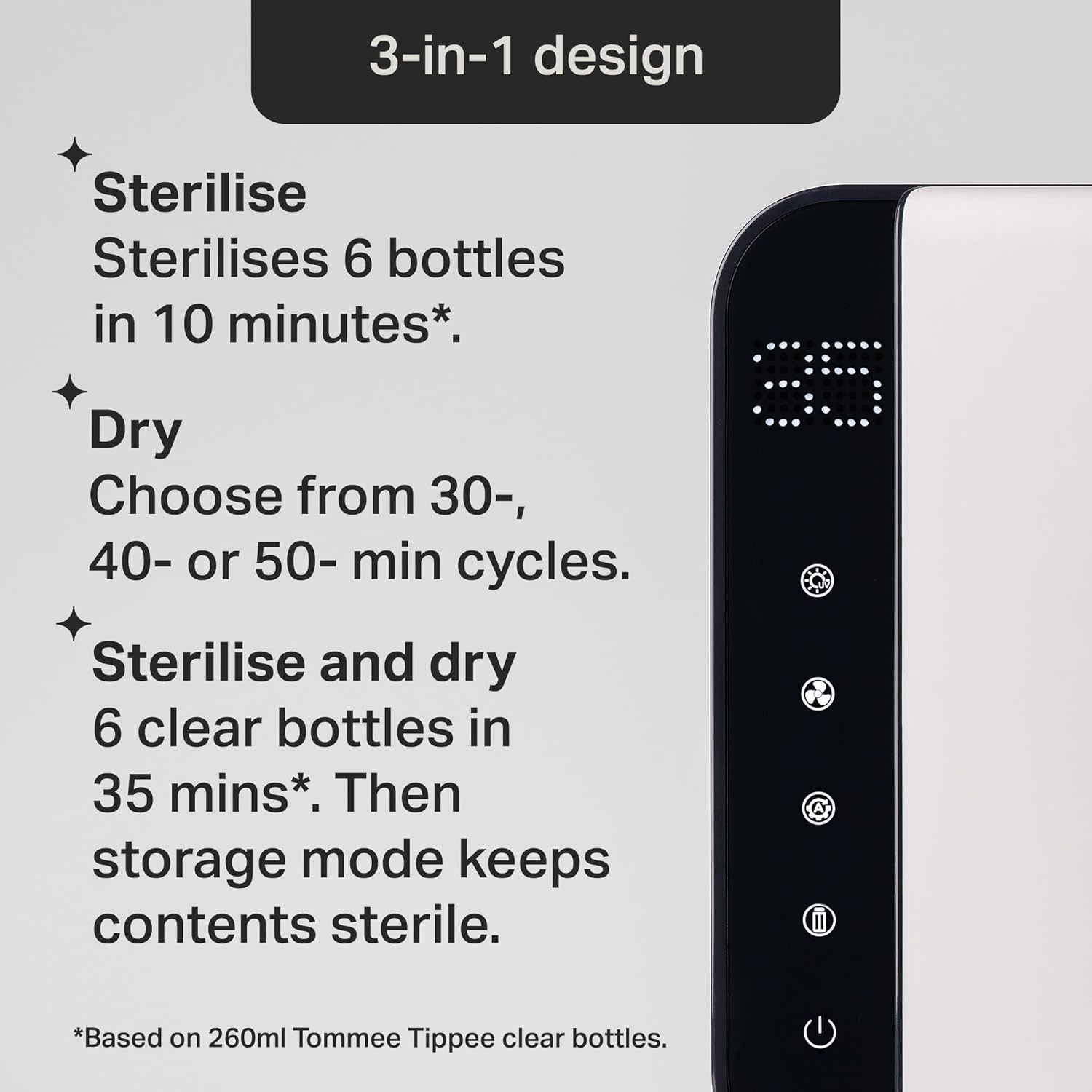 Tommee Tippee Ultra UV 3-In-1 UV Steriliser, Dryer & Storage-4