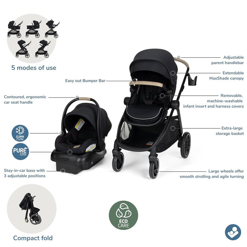 Maxi Cosi Zelia Pro 5-in-1 Travel System - Caspian Caviar-3