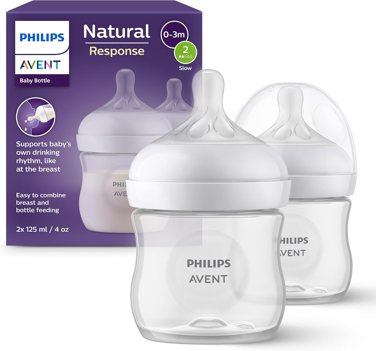 Philips Avent Natural Response Feeding Bottle 125ml 2pk-1