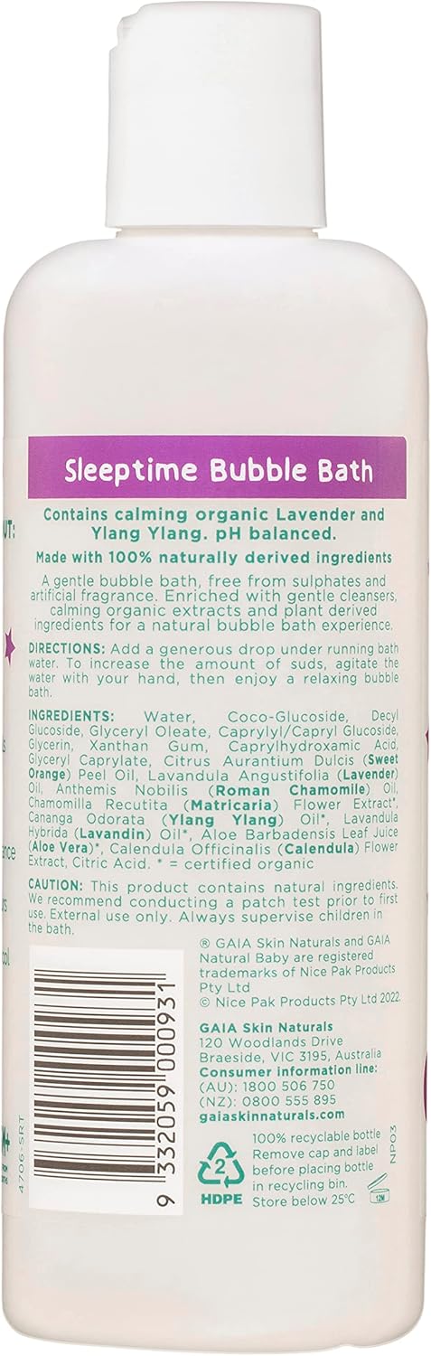 Gaia Baby Bubble Bath - Sleeptime 250ml-4