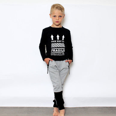 TINY TRIBE Grey Colour Block Sweatpant-2