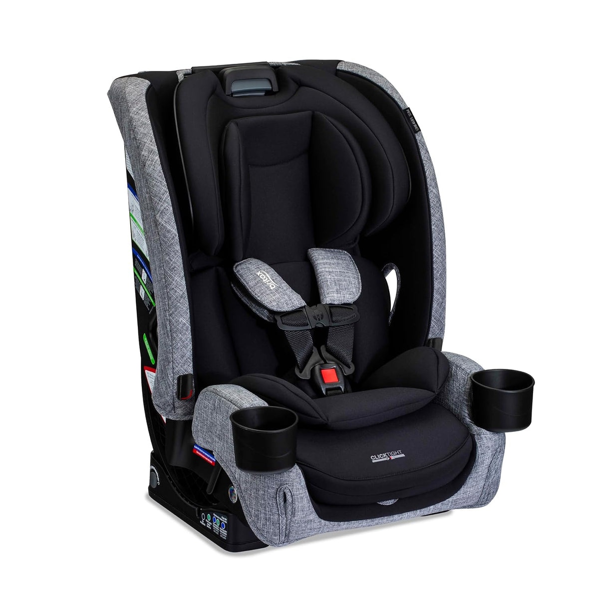 Britax One4Life Slim ClickTight car seat in Raven Black with cup holders, side view