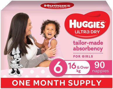 Huggies Ultra Dry Size 6 Girl- 90 Nappies-1