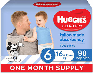 Huggies Ultra Dry Size 6 Boy - 90 Nappies-1