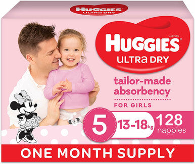 Huggies Ultra Dry Size 5 Girl - 128 Nappies-1