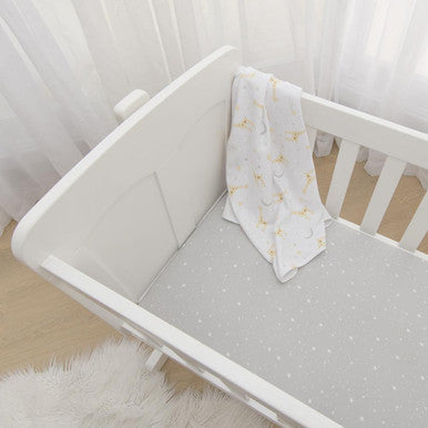 Living Textiles Jersey Bassinet Fitted Sheets - Grey Stars (2pk)-3