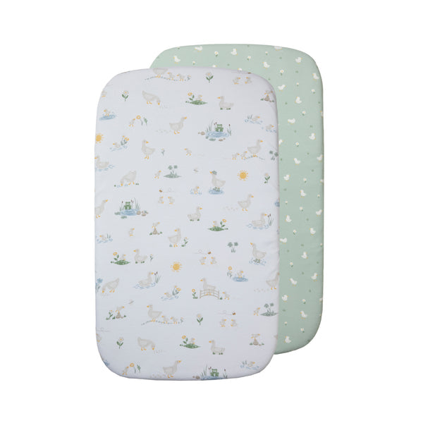 Living Textiles Bedside Sleeper Fitted Sheet - Goosey Goosey (2pk)-1