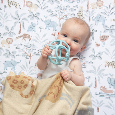 Living Textiles Organic Jersey Cot Fitted Sheet - Wild Safari-1