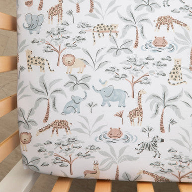 Living Textiles Organic Jersey Cot Fitted Sheet - Wild Safari-3