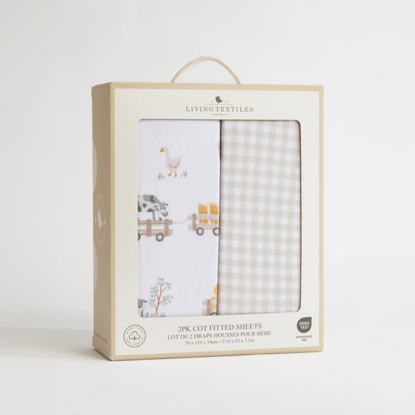 Living Textiles Organic Jersey Cot Fitted Sheets 2pk-20