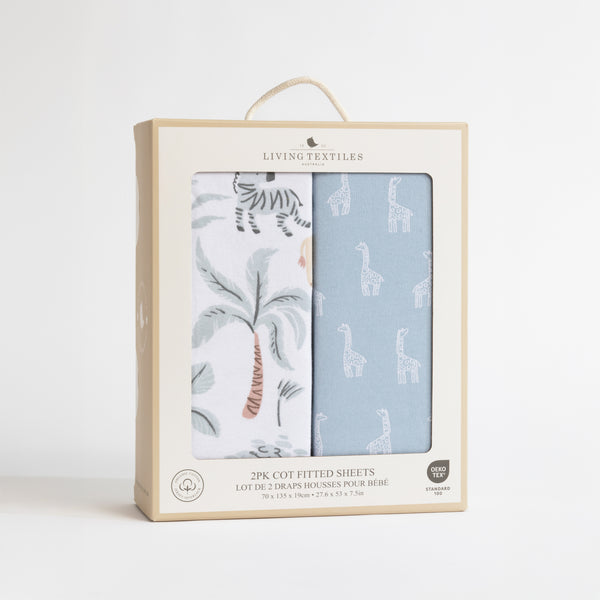 Living Textiles Organic Jersey Cot Fitted Sheets 2pk-22