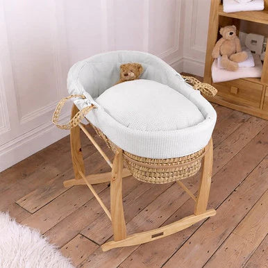 Super Nanny Waffle White Moses Basket Set-1