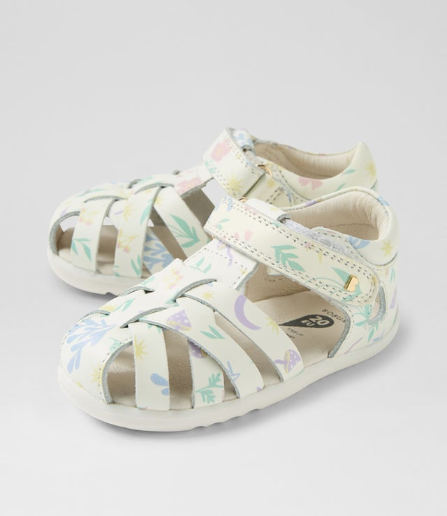 Bobux Step Up Tropicana Sandal - White Floral-1