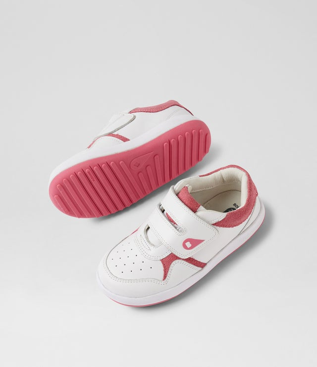 Bobux iWalk Baseline Sneaker - White / Pink Cyclemen-1