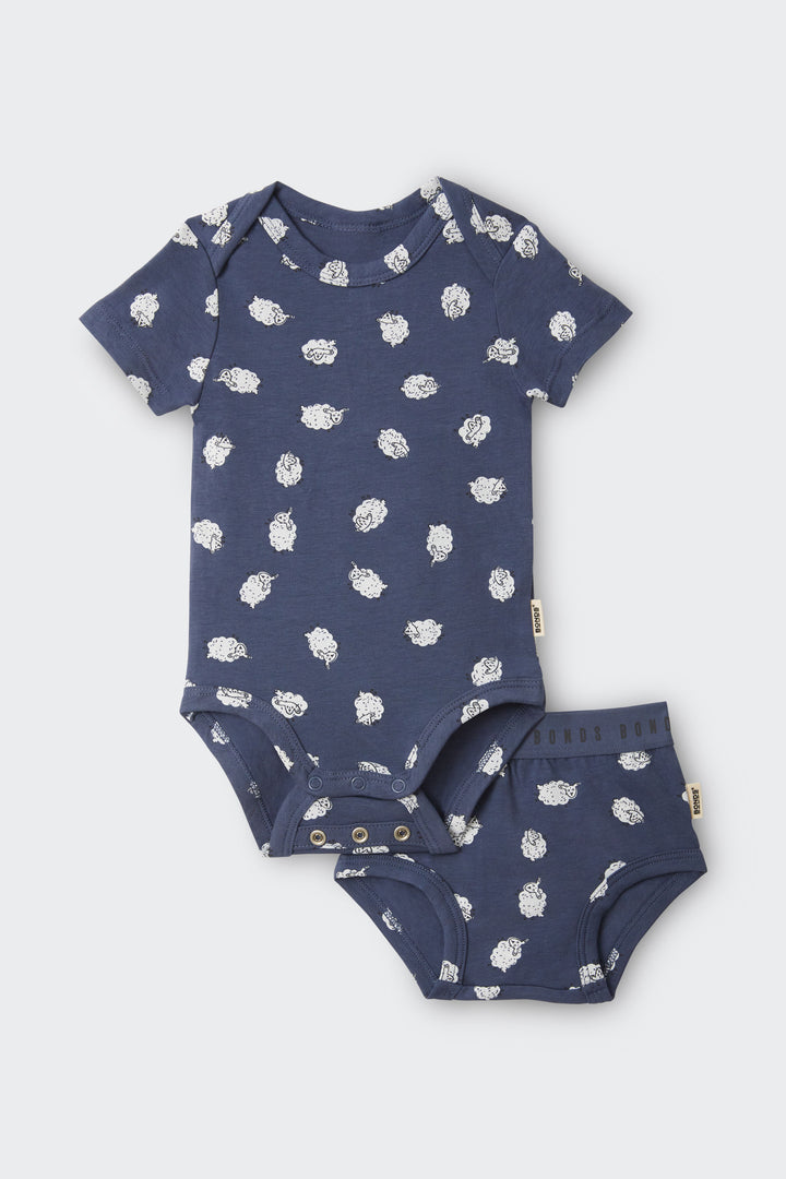 Bonds Newbies Organic Cotton Gift Set 2pc - Counting Sheep Blue-1