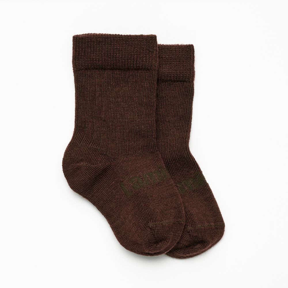 Lamington Baby Merino Wool Crew Socks - Cacao-1