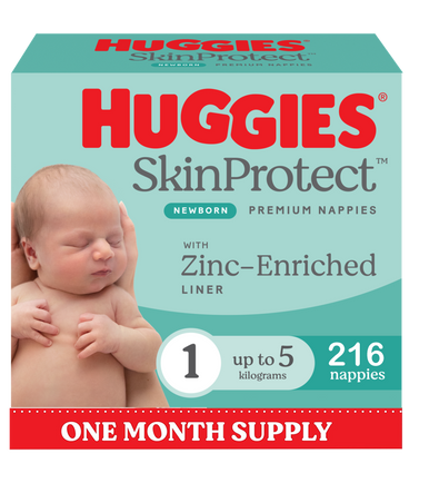 Huggies Skin Protect  Nappies Size 1  Newborn 216s-1