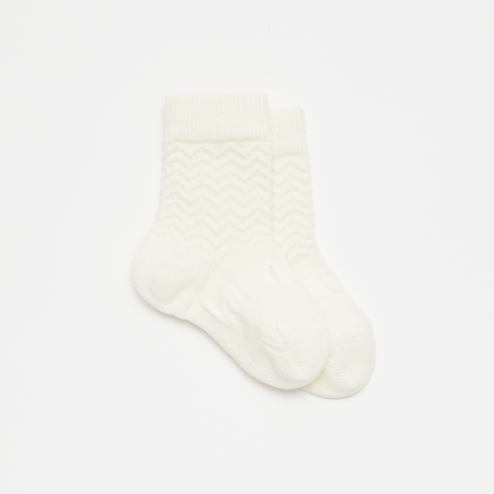 Lamington Baby Merino Wool Crew Socks - Pearl-1